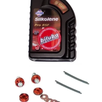 Kit Fork: rebound-compression pistons, shims, + 1 Lt. Oil